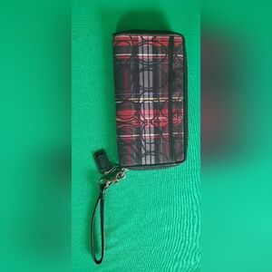 NWT Vintage Coach Soho line tartan plaid zip-around accordion wallet